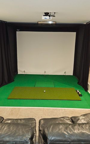 Complete Carl's Pro Indoor Golf Enclosure Kit (New Model) with Premium Screen & Big Moss GST Putting Studio Package (9ft ceiling height)
